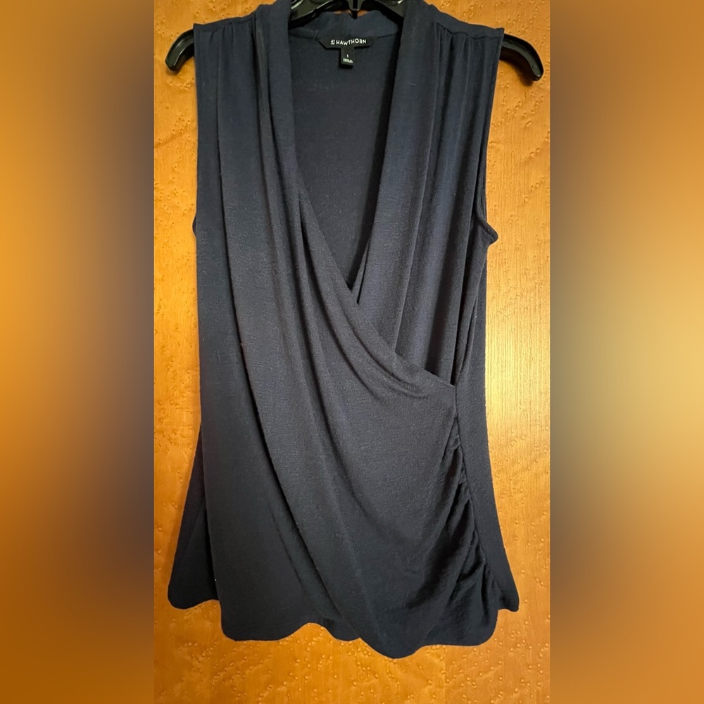 41 Hawthorn Deep Blue Draped Blouse